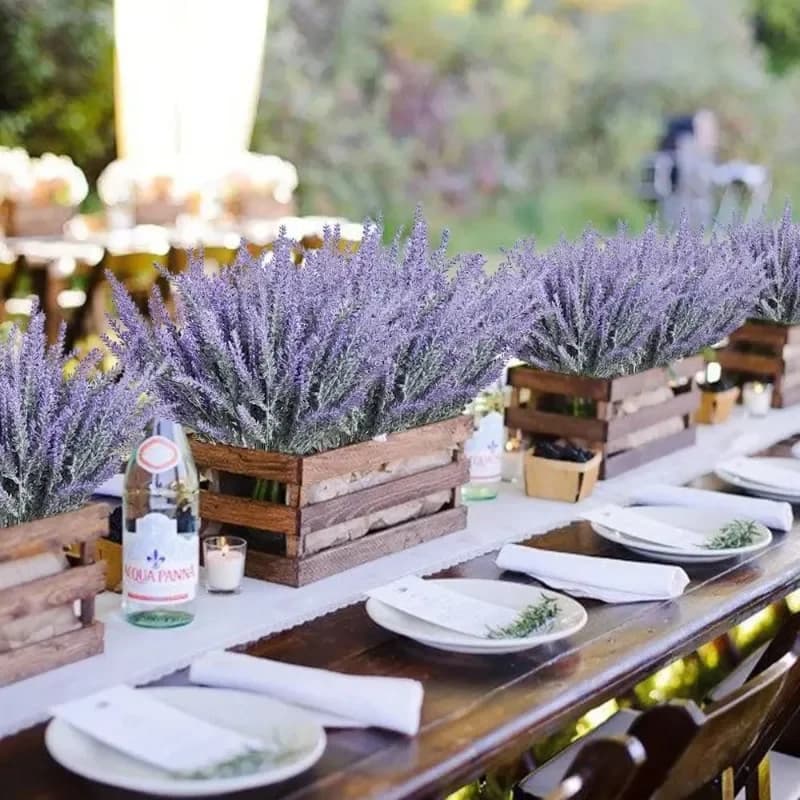 Purple Artificial Lavender Flowers Bouquet Fake Plant for Home Decor Garden Christmas Wedding Decoration Vase Accessories Indoor