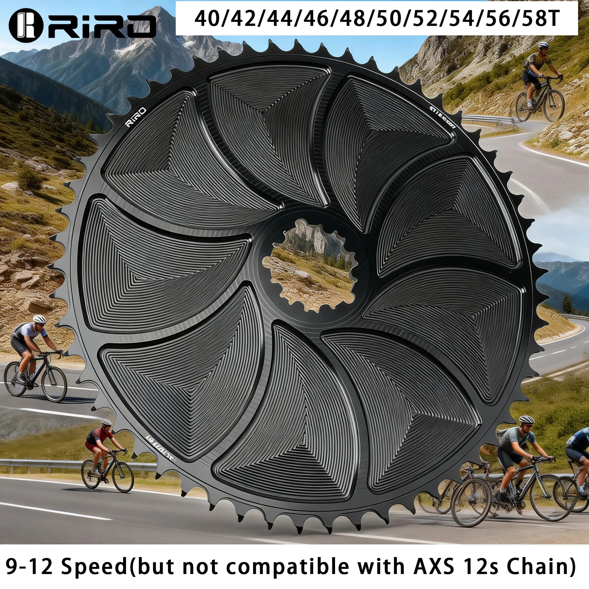 Corona a 3 bulloni RIRO a montaggio diretto per bici da corsa, corona a dentatura stretta e larga con offset di 1mm per bici da strada/gravel, compatibile con SRAM