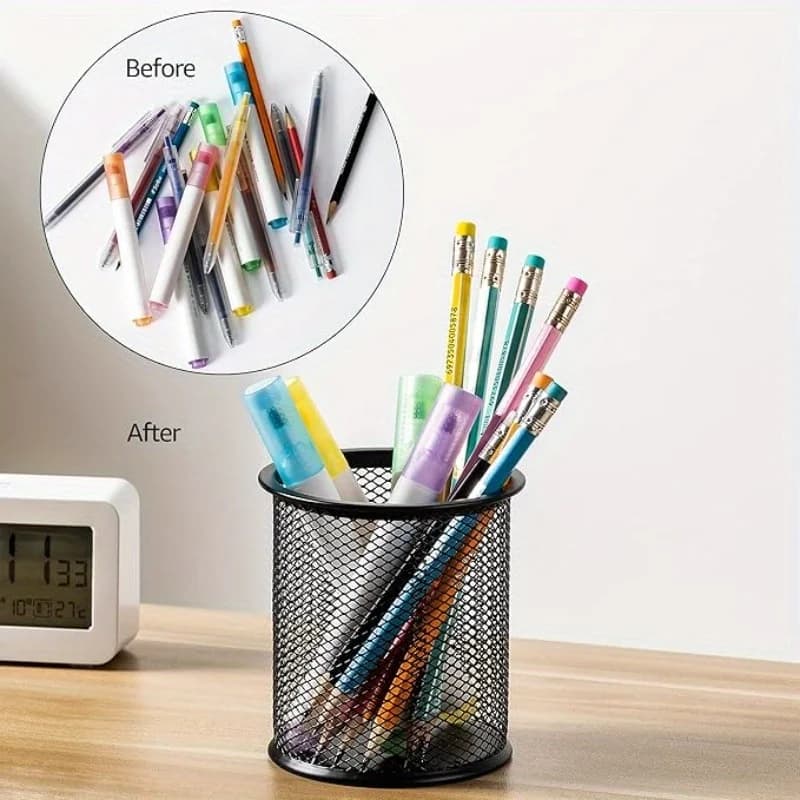 12-pack metal pen holder, wire mesh pen holder, portable pen storage box, pencil holder, suitable for office desk