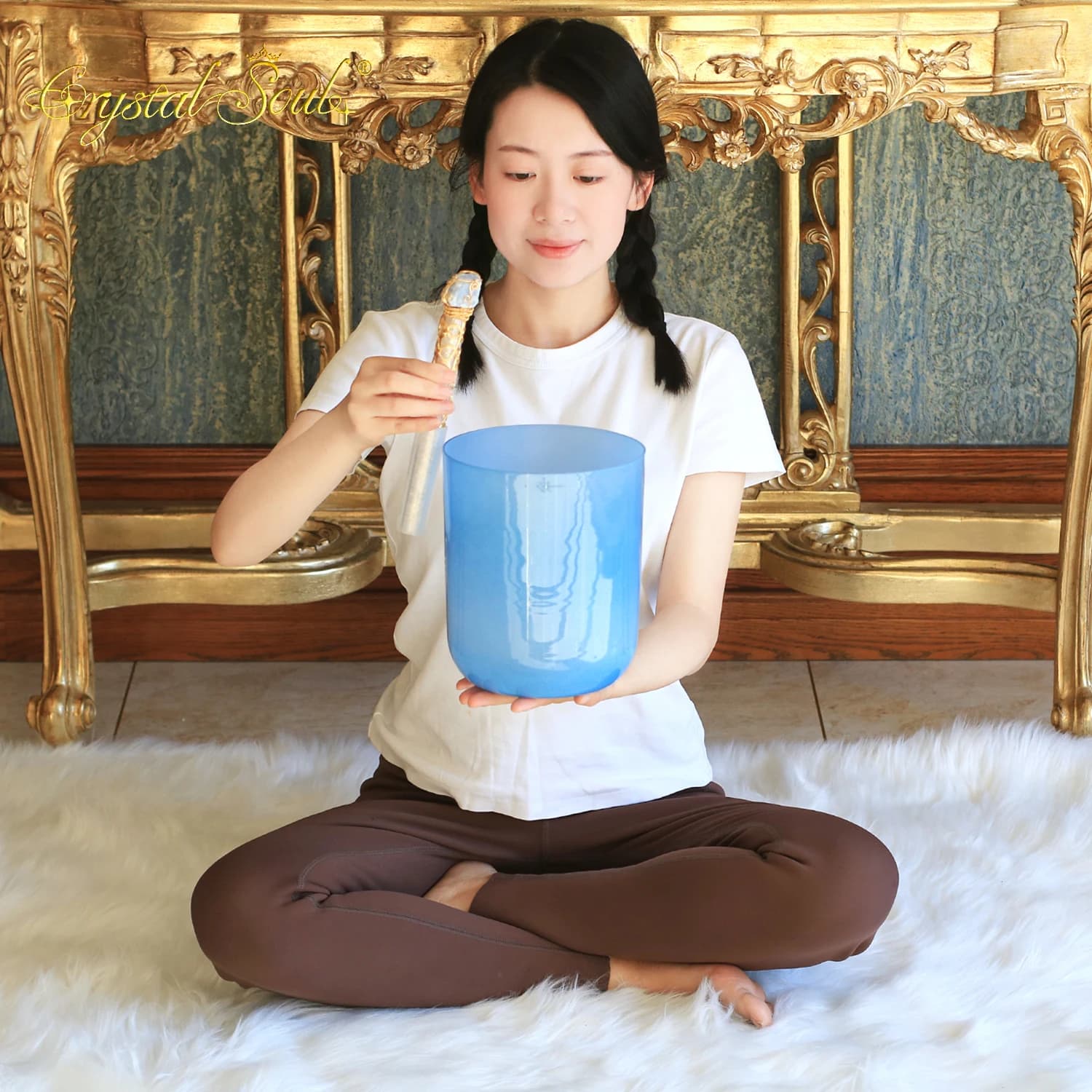 Crystal Soul 2026 New Design Mist Blue Crystal Singing Bowl Sound Healing Prefect Pitch