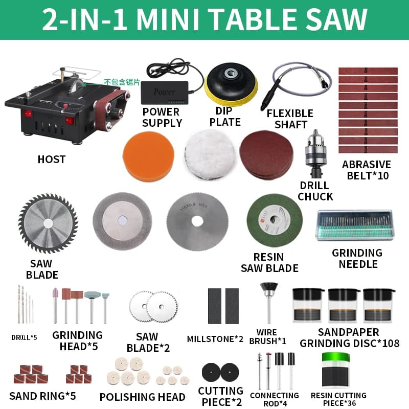 300 W Table Saw Ribbon Machine Kit 2 in 1 Variable Speed Circular Bench Saw Saw Machine 30 mm Depth cutting machine for DIY bench sanding