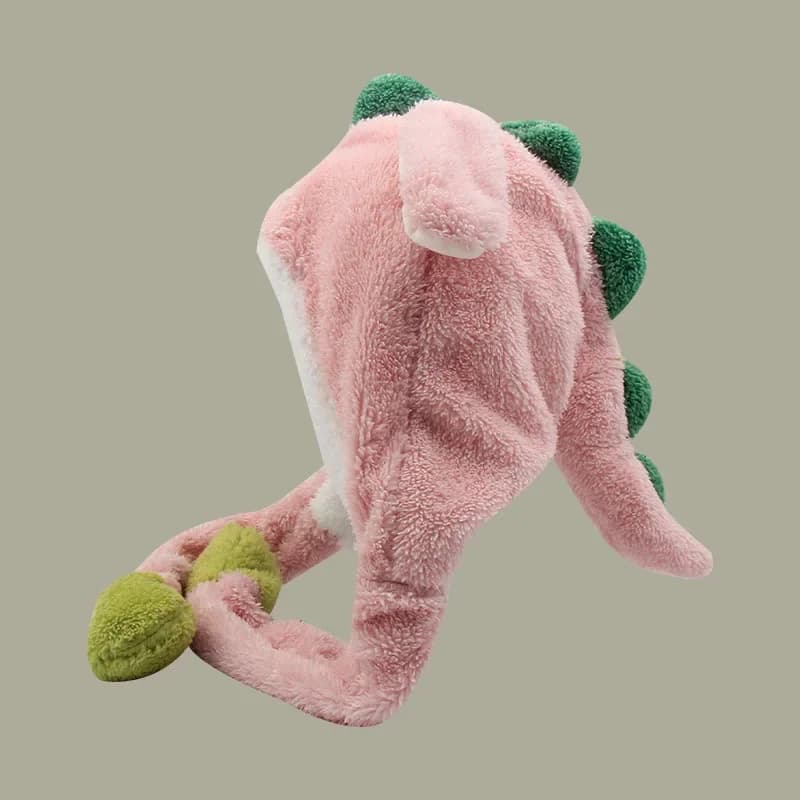 Kids' Winter Dinosaur Cosplay Beanie - Kawaii Moving Ears, Fleece-Lined Warm Cold-Proof Skull Cap