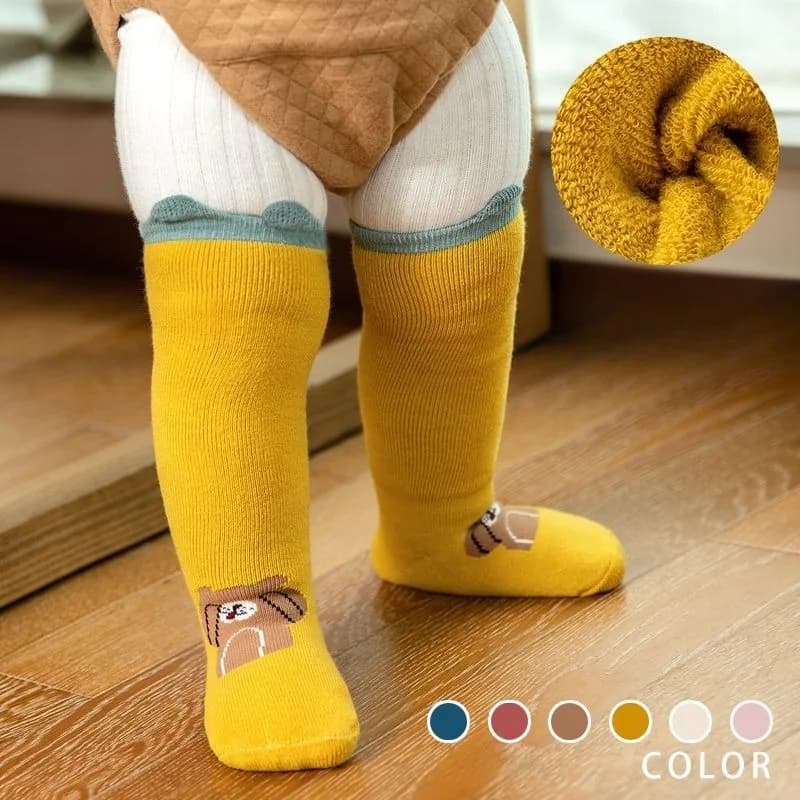 Calzini lunghi sopra il ginocchio per neonati, 100% cotone, invernali, spessi, caldi, antiscivolo, non stringenti, per autunno e inverno, per neonati e bambini piccoli