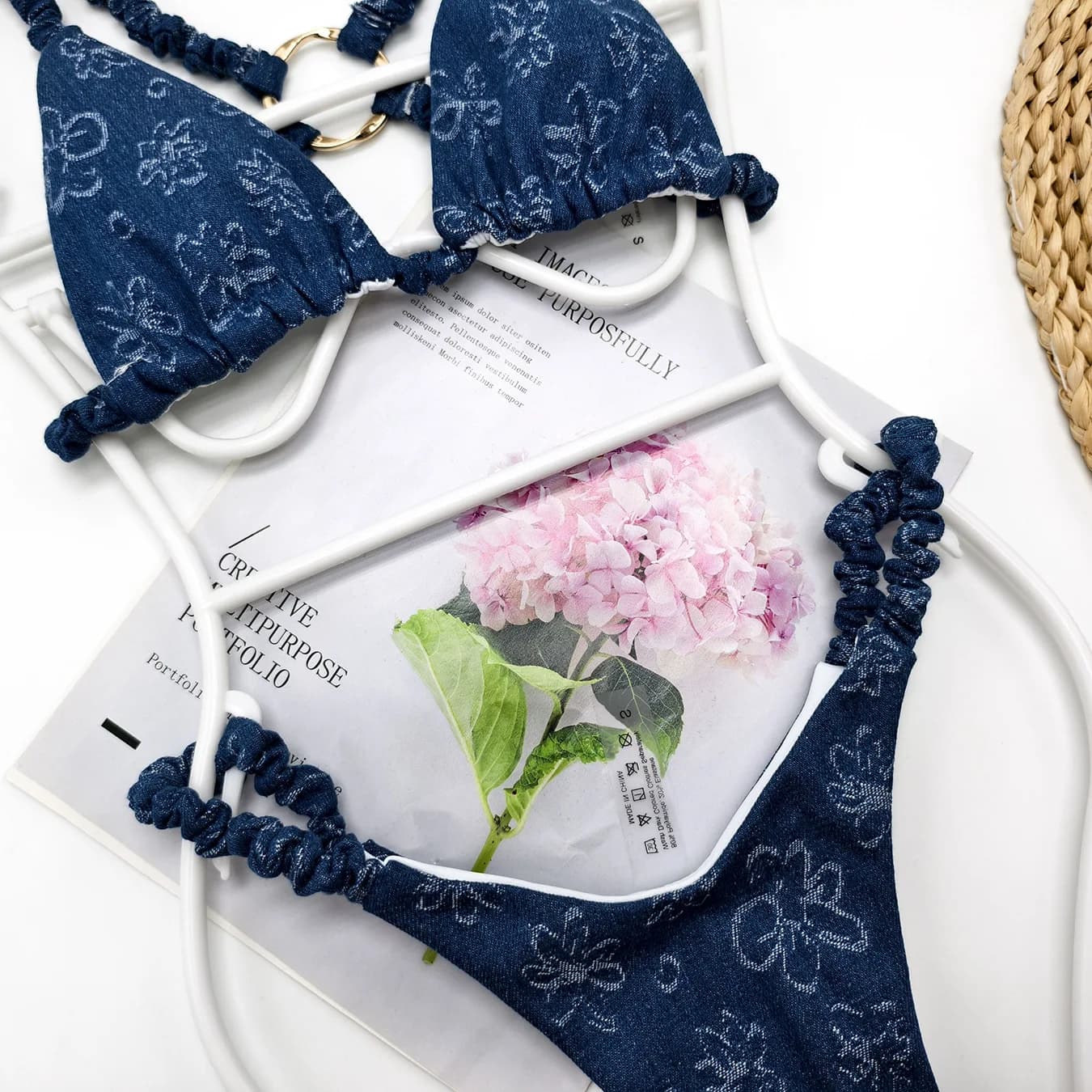 Spice Girl Denim Stampa Halter Bikini Set Mini Micro Perizoma Costumi da bagno Costume da bagno da donna in due pezzi Costume da bagno sexy sexy