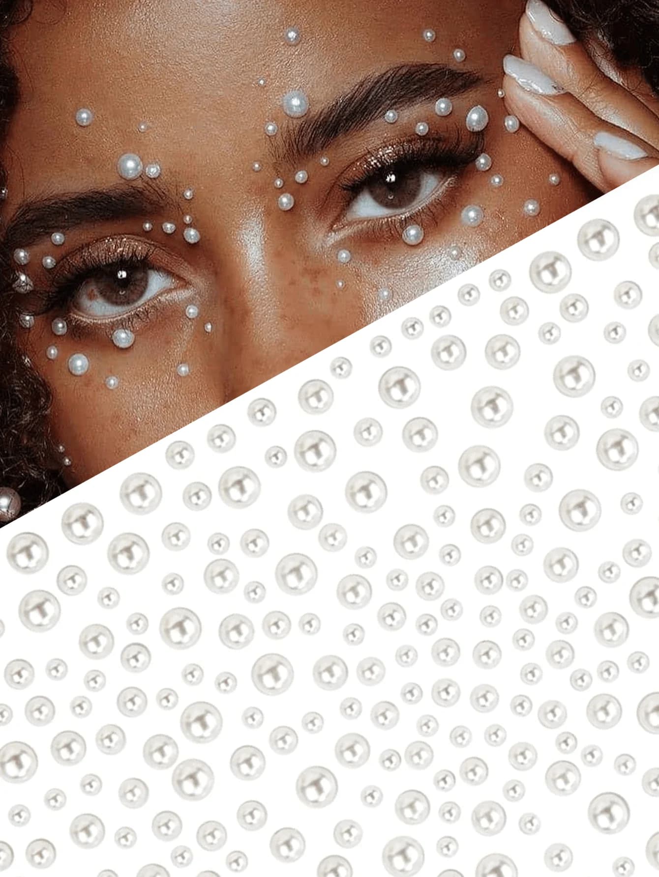 2pcs 3D Pearl Facial Gem Eyeshadow Stickers, Self-Adhesive Face & Body Rhinestone Eyebrow Nail Art Decals, Diamond Decorations, Valentine's Day Gift,Concert Look,Face Gems