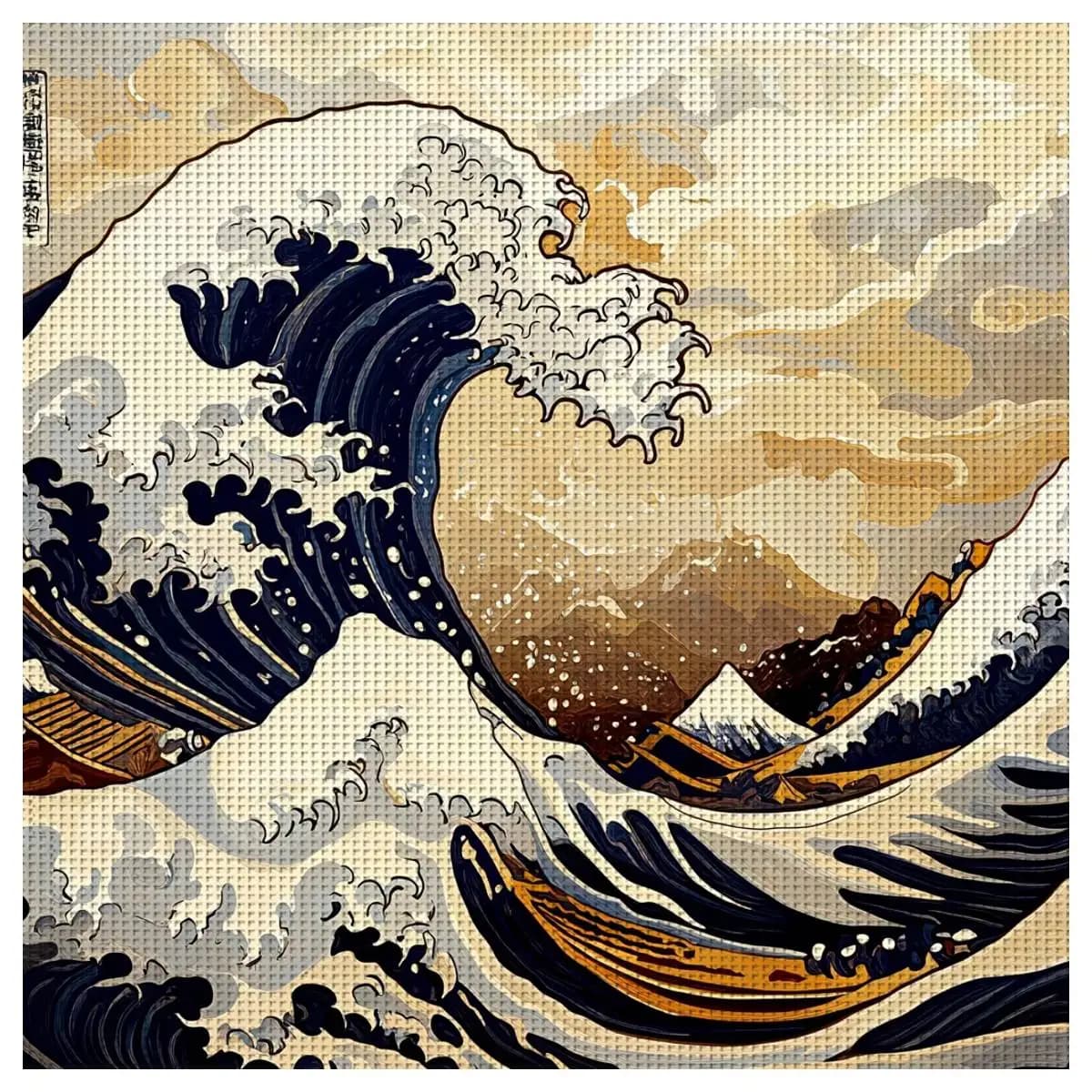 1pc 30X30CM/11.8inch Wave Stamped Cross Stitch Kit DIY Kit 11CT/14CT DIY Embroidered Set DIY Cross-Stitch Set Joy Sunday