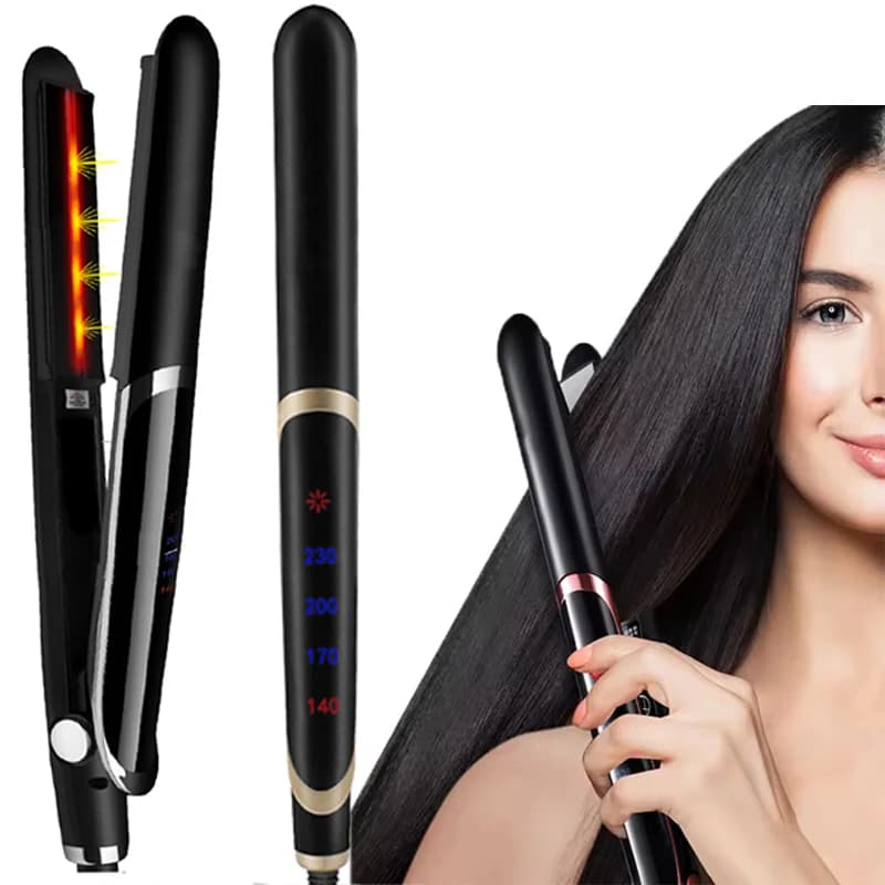 Professional Electric Hair Straightener LCD Temperature Display Steam Straightener Ceramic Hair Straightener