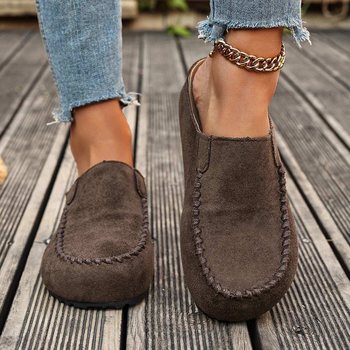 Pantofole da Donna Invernali Nuova Moda Casual Punta Tonda in Camoscio con Suola a Spugna Scarpe da Interno e Ufficio Taglie Grandi fino al 43