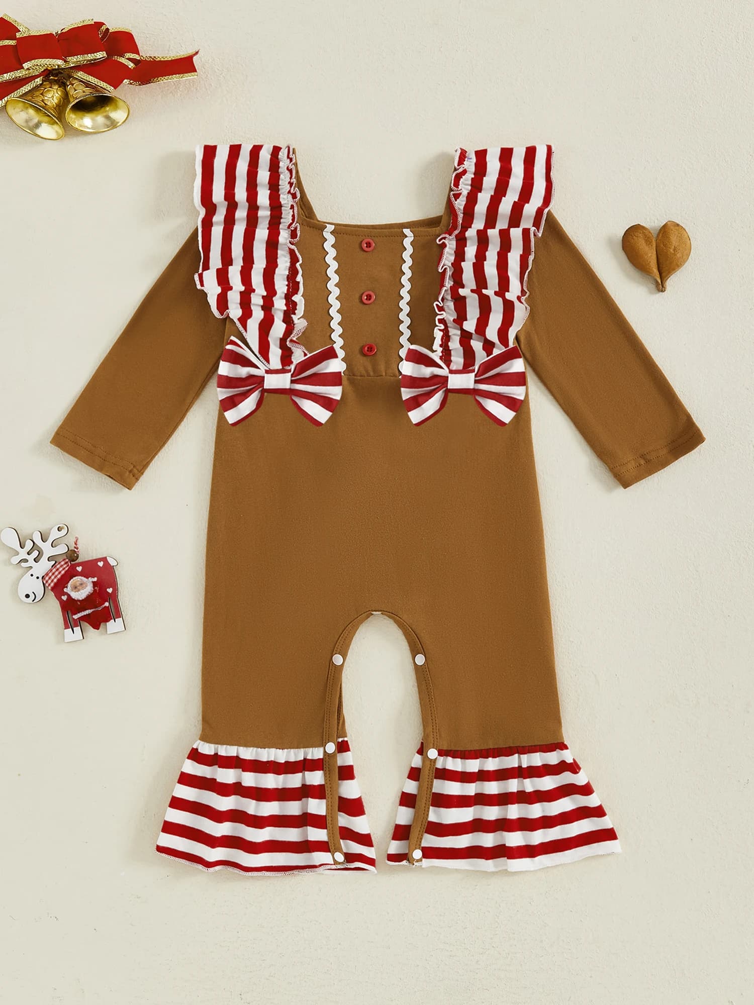 Adorabile set di costumi per bambini in canna di zucchero con fascia per capelli con fiocco e leggings a righe per abiti da festa di Natale