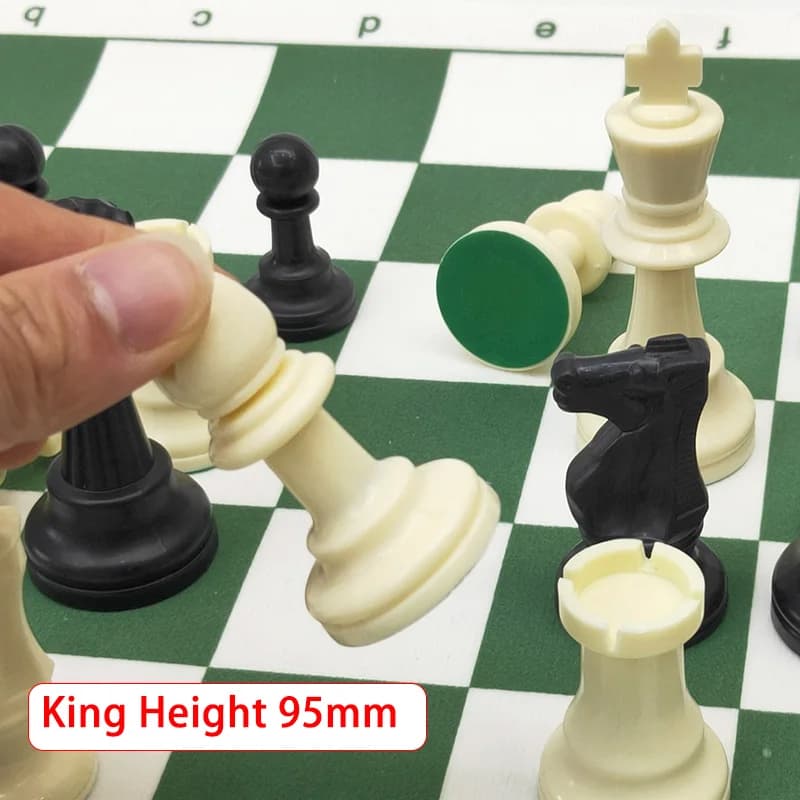 Plastic Chess Set, 32 PCS King Height 49/64/75/95 mm Chess Game, Standard Medieval Chessmen Faimly Table Board Game,