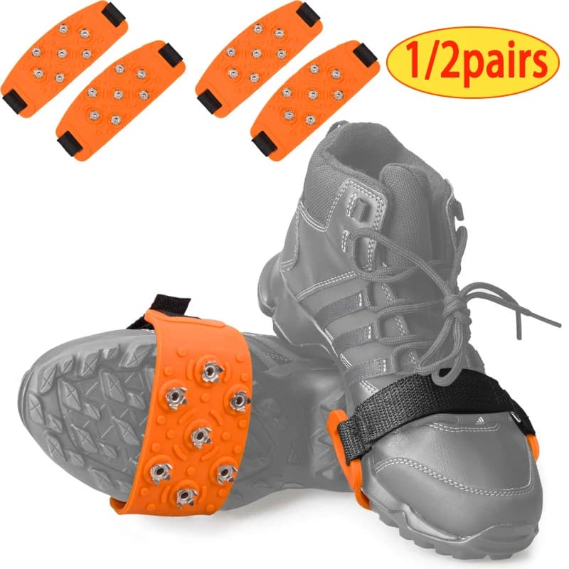 1/2 paia di scarpe Spike inverno inverno Velcro artiglio di ghiaccio arrampicata all'aperto neve montagna e neve terreno antiscivolo regolabile
