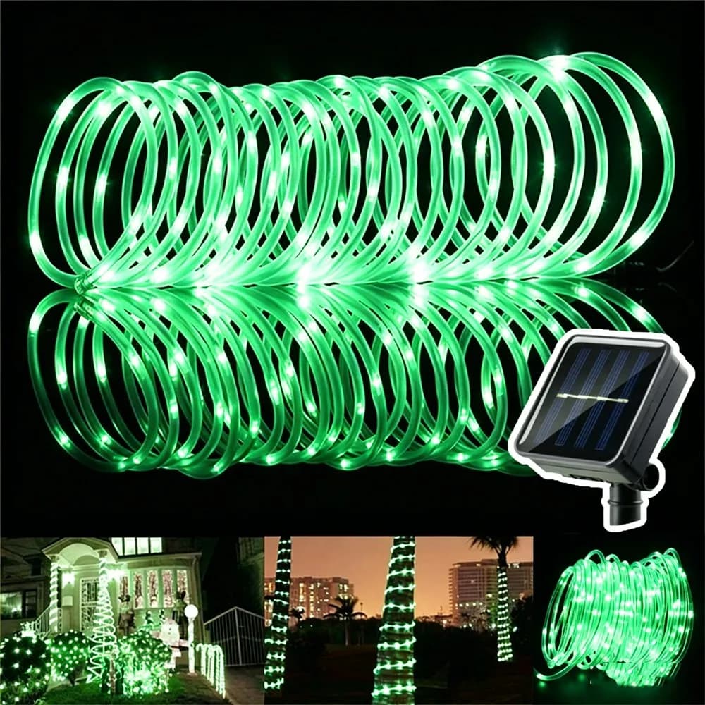 Luci LED Solari a Corda per Esterni, Impermeabili, per Recinzioni da Giardino, Decorazioni Natalizie, 50/100/200 LED, Striscia Luminosa a Tubo
