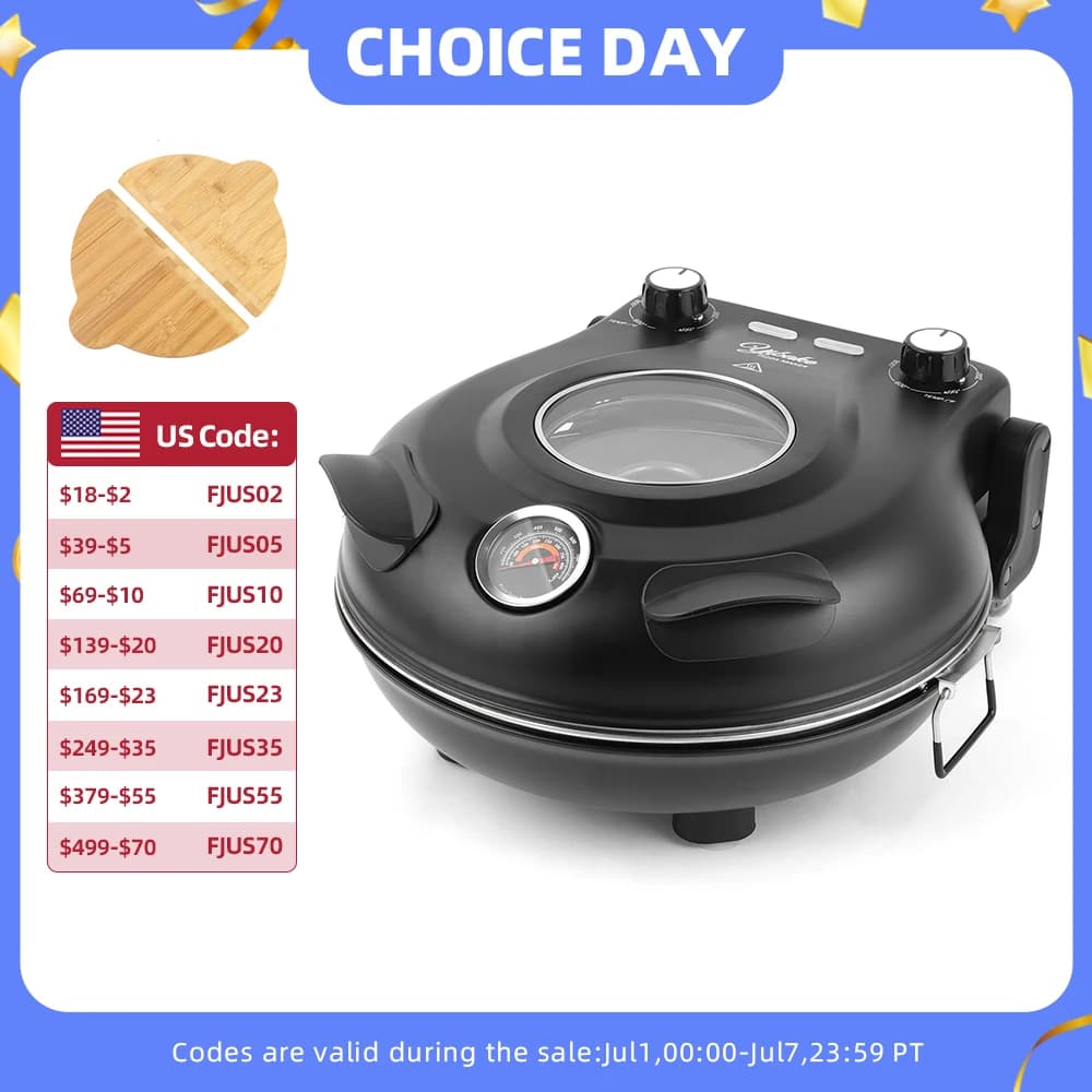 YIBAKE Forno per Pizza in Pietra 12''Indoor Elettrico Pizza Maker Cottura Domestica 1200W Controsoffitto Pizza Maker Macchina Doppio Controllo della Temperatura