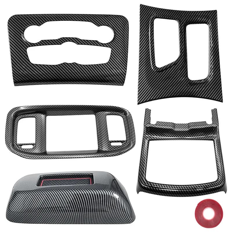 Set di finiture interne da 5 pezzi adatto per Dodge Charger 2016-2021, cambio di marcia di controllo centrale e copertura del telaio del pannello di ventilazione AC Accessori per auto