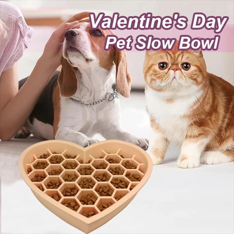 Tappetini per leccare per cani, ciotola a nido d'ape per gatti 2 in 1, ciotola per alimentazione lenta per animali domestici, mangiatoia lenta in silicone a forma di cuore, design anti-soffocamento