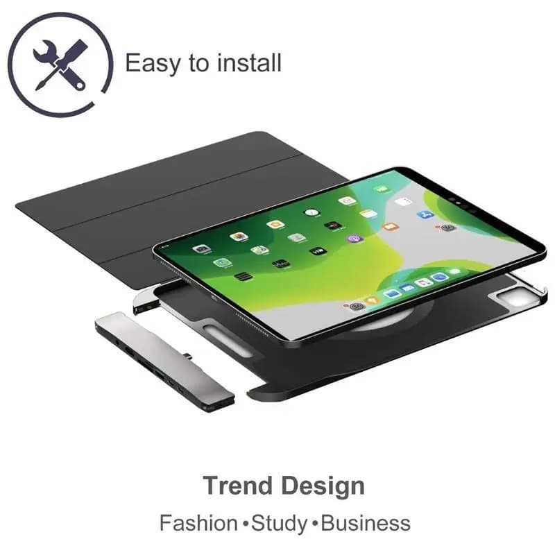 Cover magnetica 652F e hub USB compatibile da USB C a Docking station 7 in 1