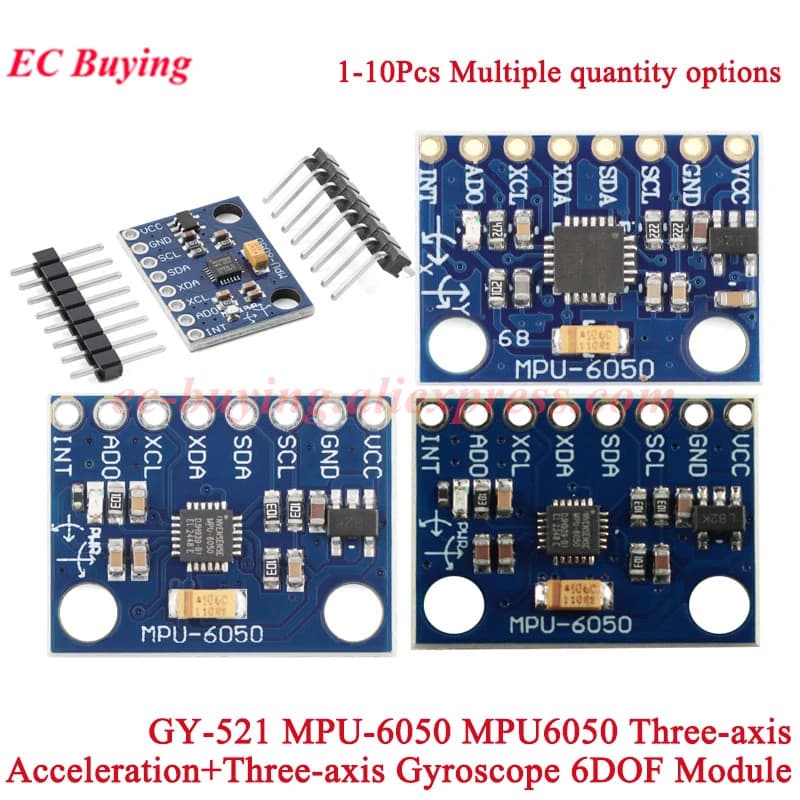 1-10 pezzi GY-521 MPU-6050 MPU6050 giroscopio analogico a 3 assi + tre accelerometri modulo sensore 6DOF IIC I2C SPI per Arduino DC 3 V-5 V