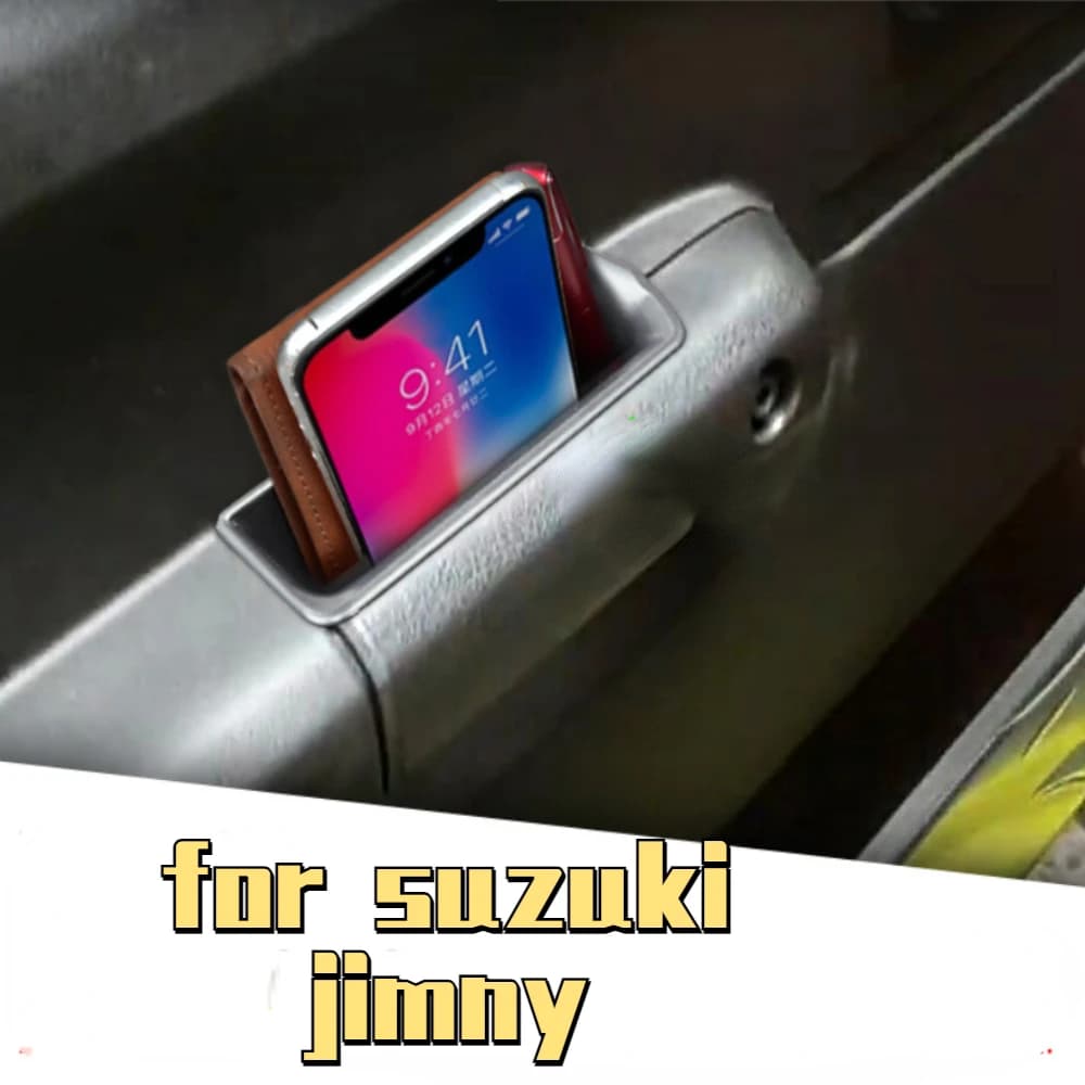 Scatola portaoggetti laterale porta anteriore interna auto portaoggetti custodia per telefono tasca maniglia per Suzuki Jimny JB74 2019 2020 2023