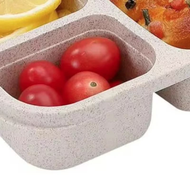 Set di 4 Contenitori per Pranzo con 4 Scomparti, Ecologici, Riutilizzabili e Impilabili, per Lavoro e Picnic