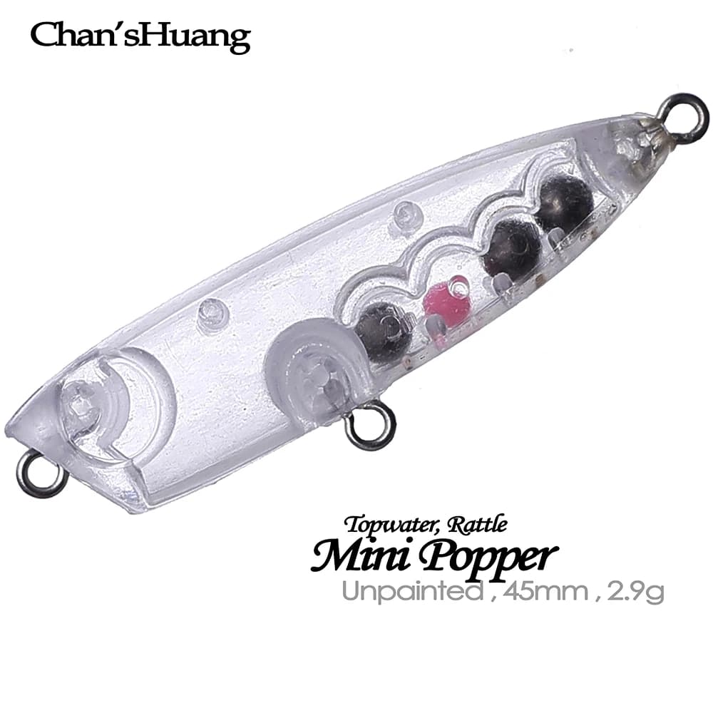 Chan'sHuang 30PCS Non Verniciato Spazi Vuoti Esca 45mm 2.9g Topwater Sonaglio Mini Popper FAI DA TE Fatti A Mano Artificiale Richiamo di Pesca Affrontare