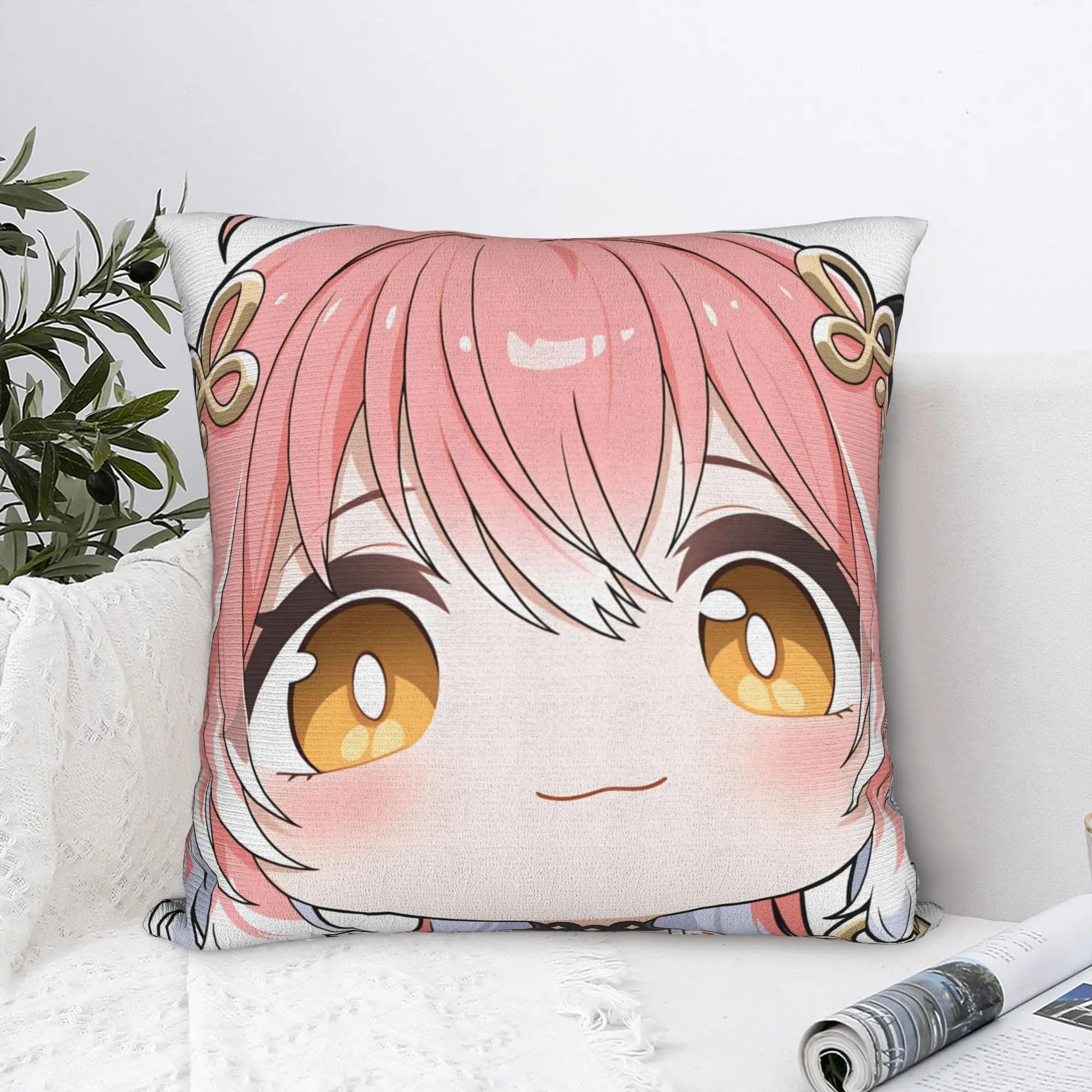 Simpatica fodera per cuscino con grafica del gioco Wuthering Waves, fodera per cuscino Kawaii per divano del soggiorno