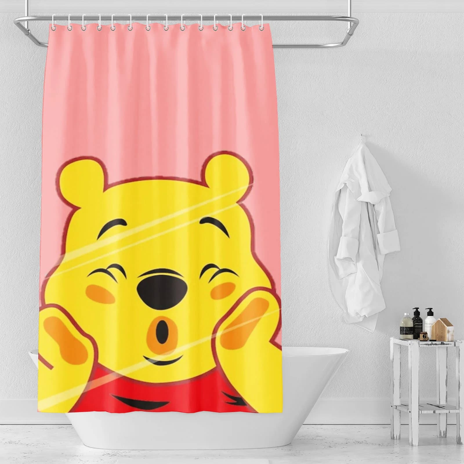 Tenda da doccia Winnie The Pooh Anime, tende impermeabili carine per il bagno, set di accessori di lusso per il bagno e il soggiorno