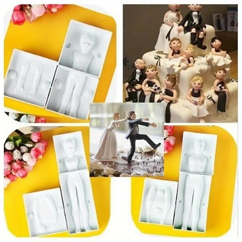 3Pcs/Set 3D Human Shape Silicone Mold Handmade Fondant Cake Mould Gum Paste Baking Tool Cake Decorating Stencil