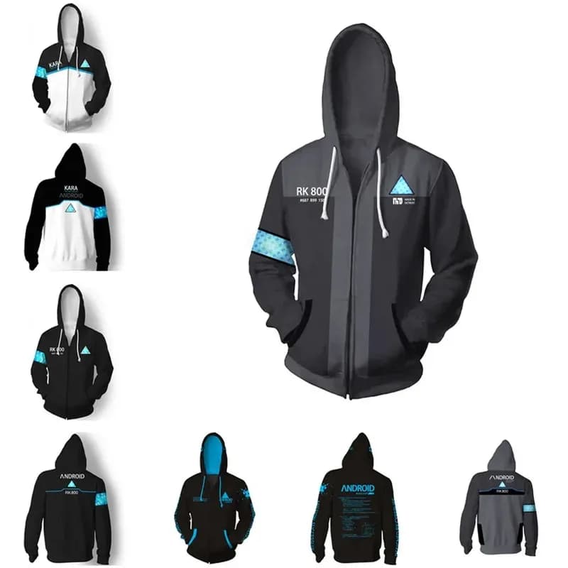 lHalloween Cosplayl Detroit Become Human Felpa con cappuccio Anime Costume Cosplay Giacca con cappuccio Cappotti Uomo Donna Top