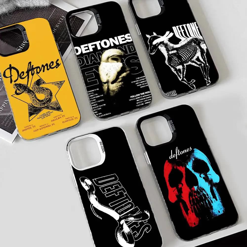 Custodia per telefono Hot rock band D-Deftones per IPhone 17 16 15 14 13 12 11 Pro Max Plus Colore antiurto Cover posteriore argento