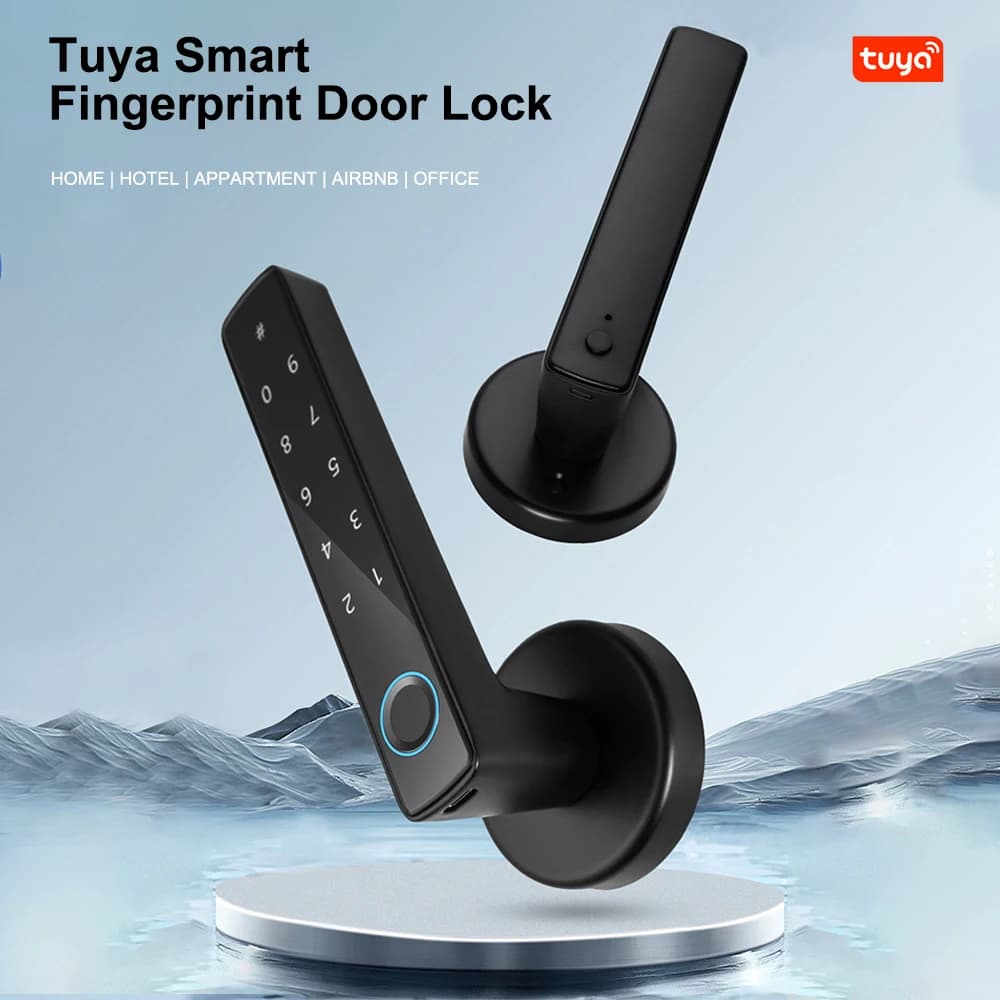 Serratura Intelligente Wafu Senza Chiave con Maniglia, Serratura a Password, Controllo Remoto Tramite App Tuya, Biometrica 4-in-1 Senza Chiave con BT