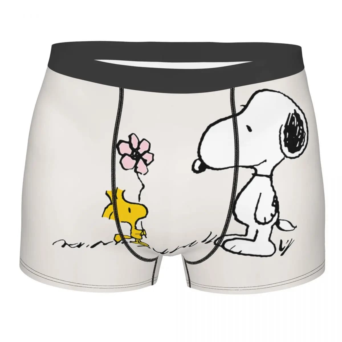 Snoopy Woodstock Cartoon Animated Underwear Men Sexy Print Personalizzato Boxer Shorts Panties