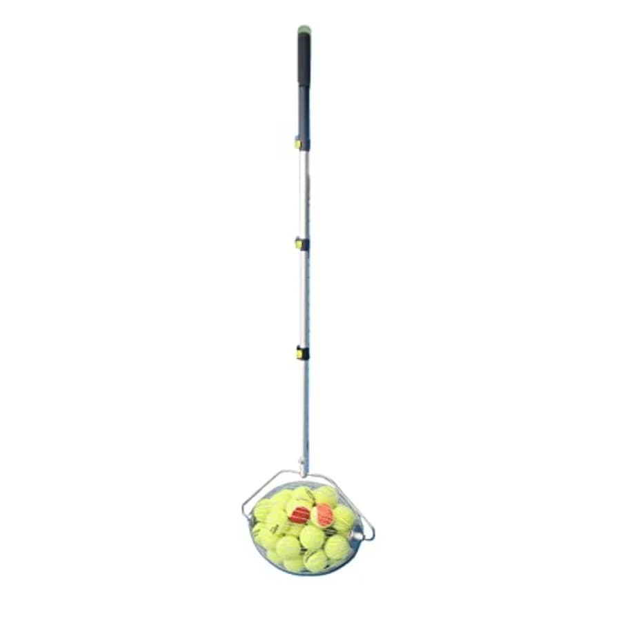 Raccoglitore di Palline per Tennis, Padel, Baseball, Softball con Manico Regolabile in Acciaio Resistente