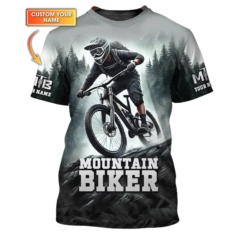 Mountain Bike Graphic T-shirt Men Custom Name Cycling T Shirts Sports Bicycle Short Sleeve Tops Summer Round Neck Tee Shirt
