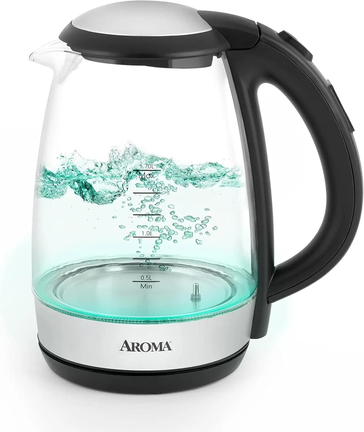 7 cup glass digital electric kettle, wireless pouring, automatic shutdown, 1.7 liters transparent