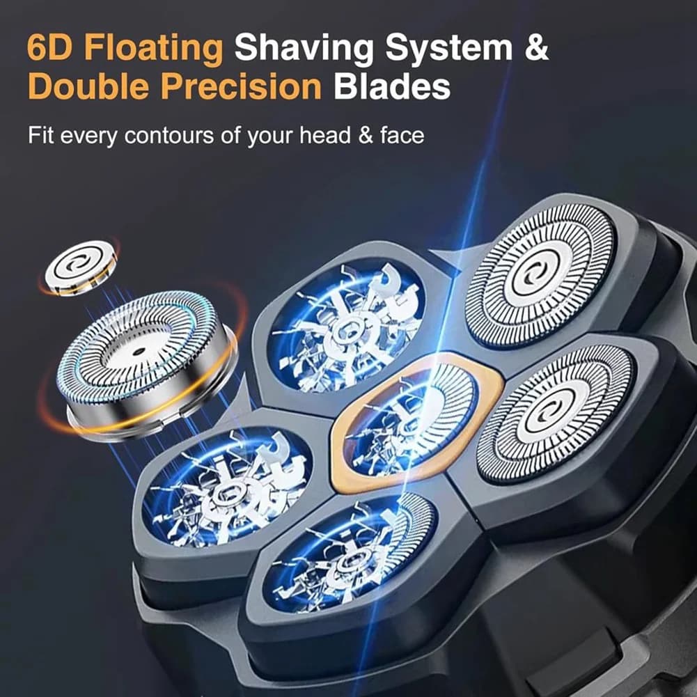 o24H-SOLD!o Rechargeable electric shaver with magnetic 6D LED display for bald man Haircut Razor for waterproof beard
