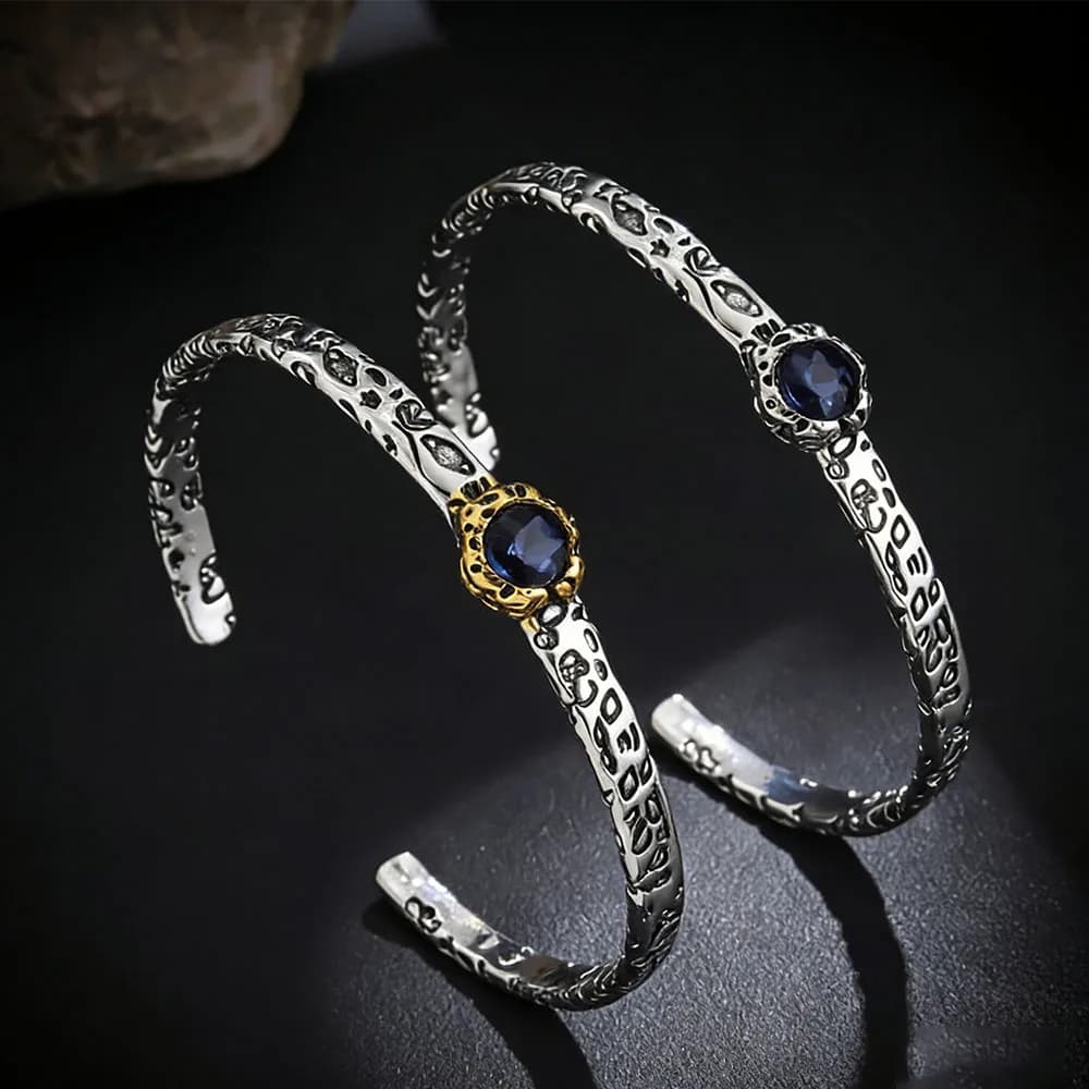 Fashion Vintage Open Cuff Bracelet for Women Ethnic Style Bangle Party Daily Wear Jewelry Gift