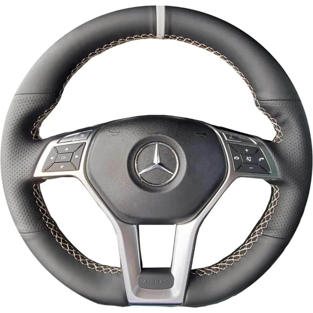 Coprivolante in Pelle Cucito a Mano per Classe C, Classe E, SLK, CLA, CLS 2012 2013 2014, Protezione Interni