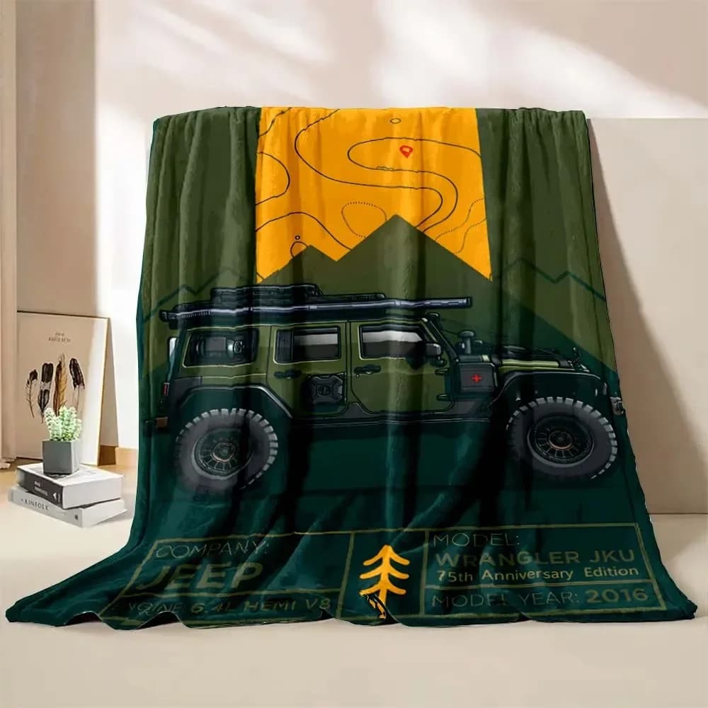 Coperta stampata per camper da campeggio fuoristrada per auto di 6 dimensioni, calda, morbida e confortevole, per viaggi a casa, coperta per esterni, divano, biancheria da letto