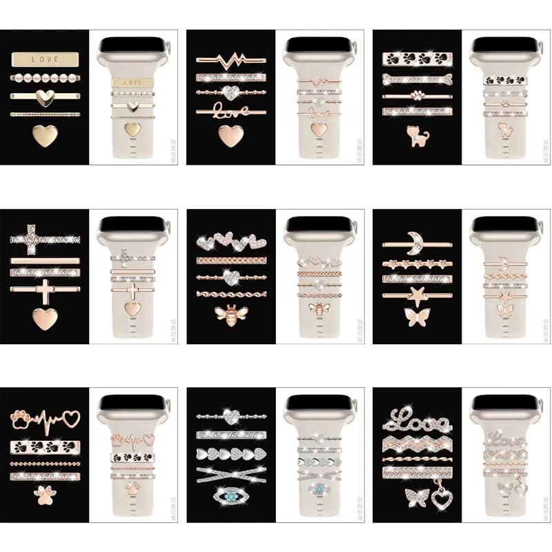 Decorazione per cinturino Apple Watch Ultra2 10 9 8 Accessori per bracciale gioielli con diamanti per cinturino Samsung/Huawei Watch 20/22mm
