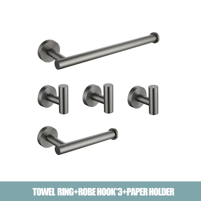 Gun Gray Black Brushed Gold Bathroom Hardware Set Stainless Steel Bathroom Accessories Towel Bar Towel Ring Toilet Paper Holder