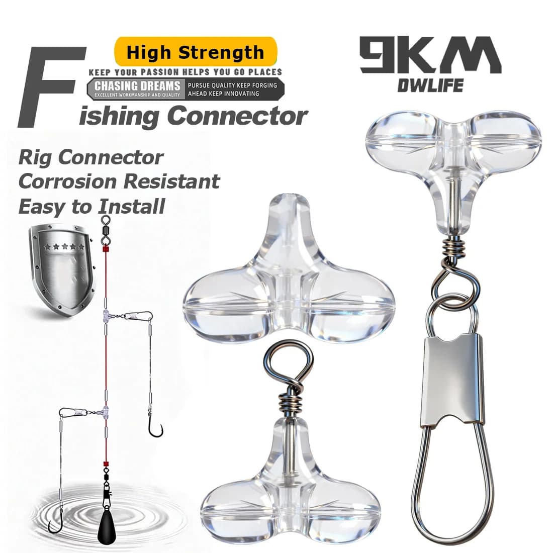 9 km T-shaped fishing beads with snap closure 15 pieces Fishing equipment accessories with bait Fishing connector for fresh salt water
