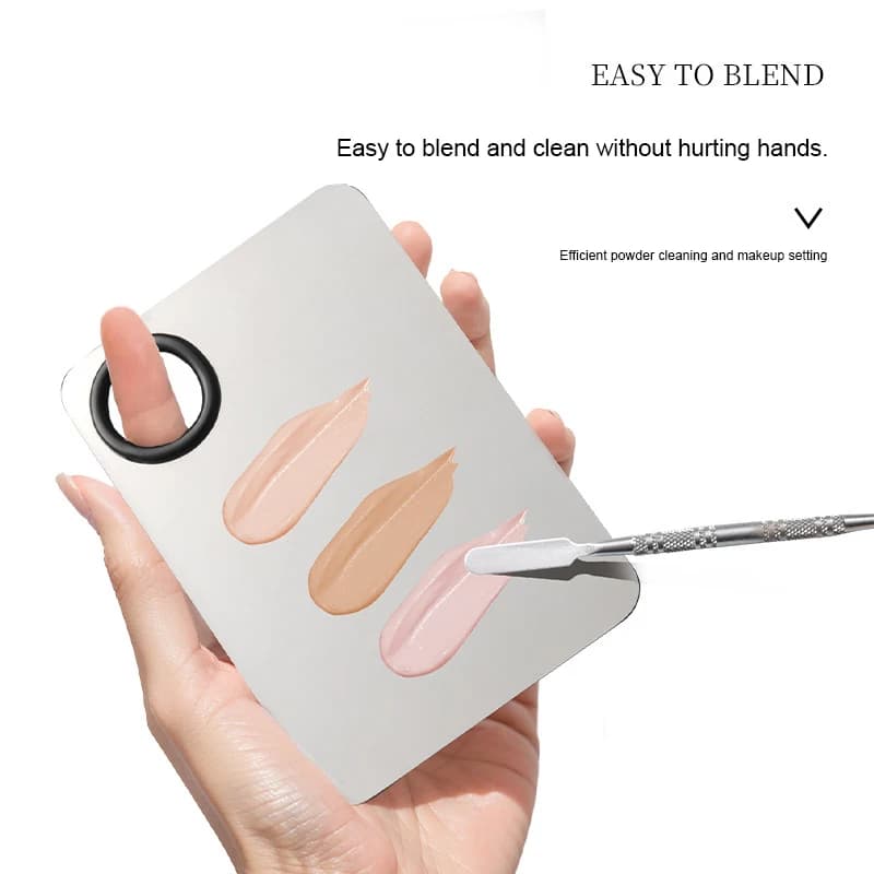 Palette per Miscelare il Trucco, Palette con Spatola KissDate per Fondotinta, Vassoio in Acciaio Inossidabile per Miscelare il Trucco e Nail Art