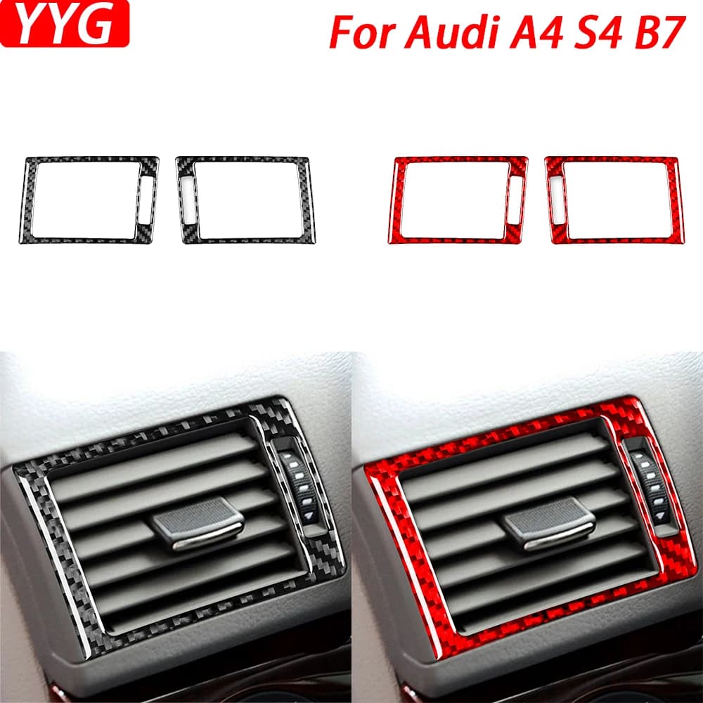 For Audi A4 S4 B7 2005-2008 Carbon Fiber Dashboard Both Sides Air Release Trim Cover Auto Interior Decoration Accessories Sticker