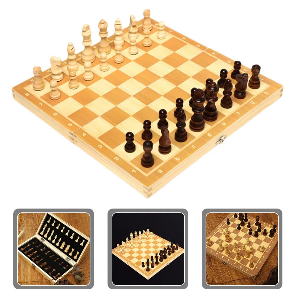 Set di Scacchi Internazionali in Legno, Scacchiera Magnetica Pieghevole per Interni ed Esterni, Gioco Educativo