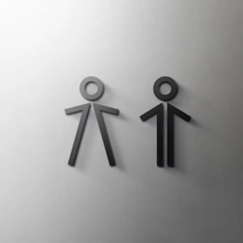 Cartello per WC in acrilico 3D autoadesivo, cartello per porta del bagno moderno per il bagno del ristorante dell'hotel