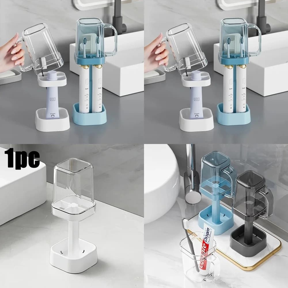 Portaspazzolino da bagno con spremi dentifricio Organizzatore da parete 6 in 1 per riporre il lavandino Accessori da bagno