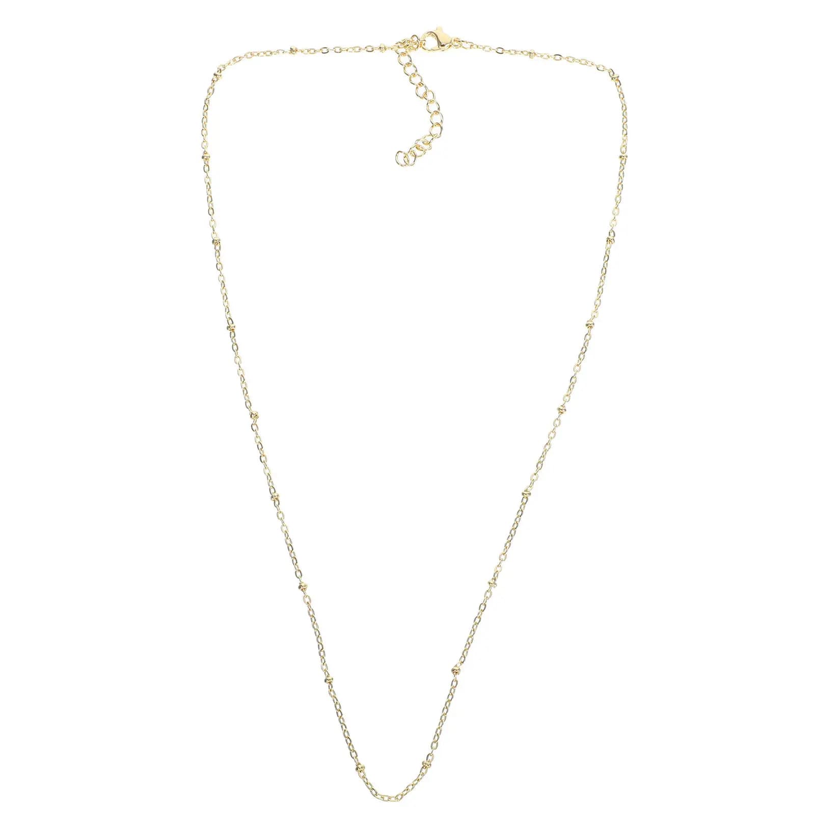 Collana a Catena Placcata Oro con Perline Rotonde, Gioiello Elegante per Donna, Ideale per Feste, Balli e Uso Quotidiano
