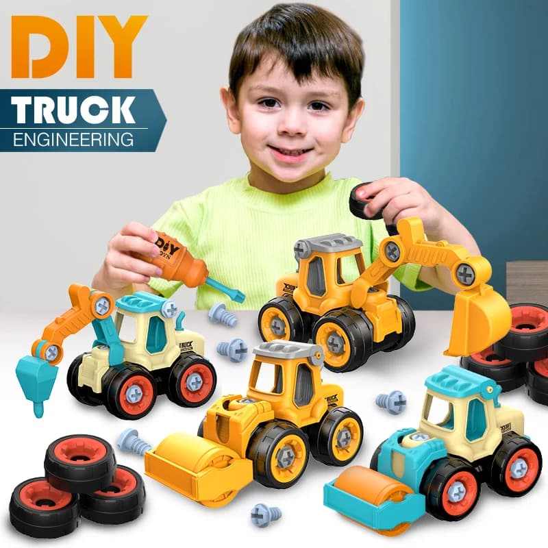 Assembly for Kids Engineering Vehicle Detachable Assembling Screw for Excavator Interactive Educational Toys Set Parent-son for Boy