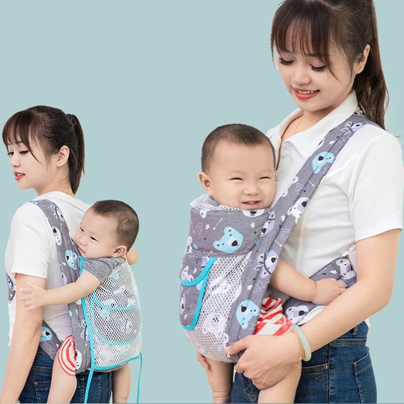 Marsupio regolabile abbraccio anteriore abbraccio orizzontale ergonomico simpatico stampato traspirante marsupio per neonato strumento per il trasporto all'aperto