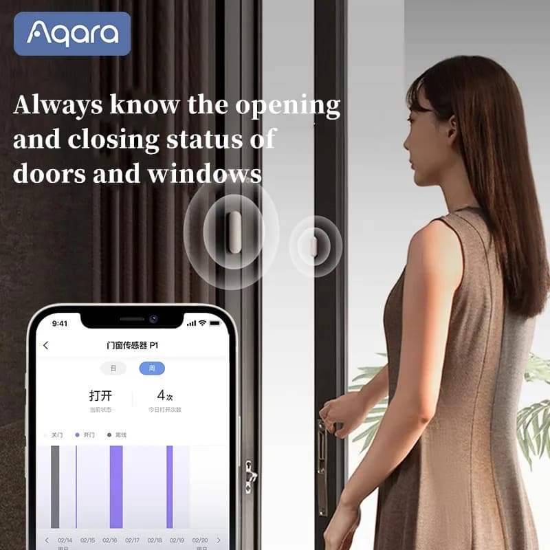 aqara p1 sensore porta sensore apertura porta sensore finestra Aqara Sensore porta finestra Zigbee 3.0 Allarme telecomando Sicurezza domestica